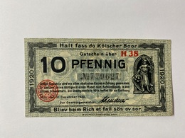 Allemagne Notgeld Koln 10 Pfennig - Collections