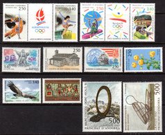 FRENCH ANDORRA - 1992 COMPLETE YEAR SET FINE MNH ** SG F456-467 + LABELS - Verzamelingen