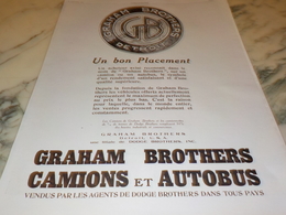 ANCIENNE PUBLICITE BON PLACEMENT CAMION GRAHAM BROTHERS 1927 - Camions