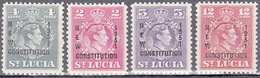 ST LUCIA    SCOTT NO  152-55    MINT HINGED    YEAR  1951 - St.Lucia (...-1978)