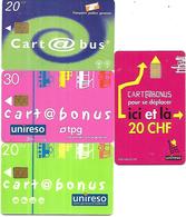 @+ Suisse - Lot De 4 Cartes à Puce De Transport UNIRESO Cart@bus - Zwitserland