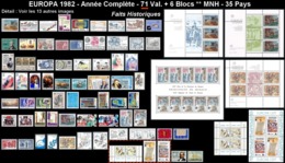 EUROPA Année Complète+ 1982 ** MNH TB  Cote= 195,70 EUR - 71 Val. + 6 Blocs ; Faits Historiques: 35 Pays  ..Réf.DIV20155 - Années Complètes