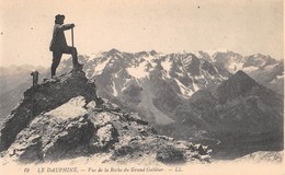 01331 "ALPINISMO - LE DAUPHINE - VUE DE LA ROCHE DU GRAND GALIBIER - ALPI COZIE" ANIMATA. CART NON SPED - Alpinisme