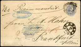 Thurn & Taxis 1863 Ganzsachen-Umschlag 2 Sgr. Mit CHARGE CASSEL Nach Frankfurt, Einschreiben Bar Bezahlt (u13) - Thurn En Taxis