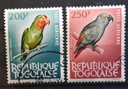 TOGO 1964, Poste Aérienne  Yvert No 41 & 41 A , 200 F & 250 F Perroquet Parrot Obl TB Bonne Cote - Perroquets & Tropicaux