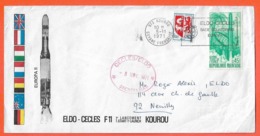 FRANCE LETTRE DE 1971 DE KOUROU COSMOS,COMMUNICATION,FUSEE EUROPA II - Annullamenti Meccaniche (Varie)