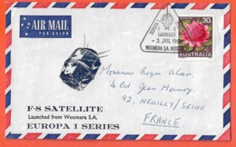 AUSTRALIE LETTRE DE 1969 DE WOOMERA COSMOS,FUSEE EUROPA I,SATELLITE - Marcophilie