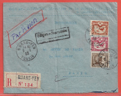 INDOCHINE LETTRE RECOMMANDEE DE 1933 DE QUANG-YEN POUR PARIS FRANCE - Cartas & Documentos
