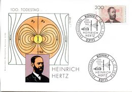 BRD Sonder-FDC "100. Todestag Heinrich Hertz" Mi.1710 ESSt 13.1.1994 BONN 1 - FDC: Covers