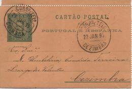 PORTUGAL   CARTE AVEC ENTIER  CACHET 1895  DE COIMBRA - Storia Postale