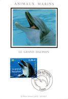 " LE GRAND DAUPHIN " Sur Carte Maximum En Soie De 2002. N° YT 3486. Parfait état CM - Delfines