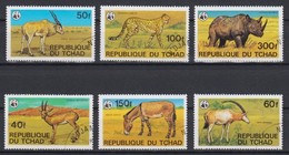 Rhino Gazelle Cheetah Donkey WWF Chad 6 Stamps 1979 - Gebruikt