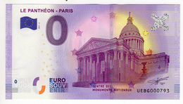 2017-2 FRANCE BILLET TOURISTIQUE 0 EURO SOUVENIR N° UEBG019008 LE PANTHEON PARIS - Prove Private