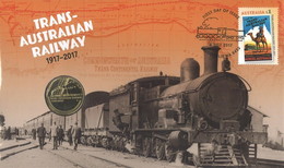 Trans-Australian Railway 1917-2017  • 2017 • Stamp And $1 Coin Cover - Sonstige & Ohne Zuordnung