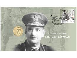 Lieutenant General Sir John Monash  • 2018 • Stamp And $1 Coin Cover - Andere & Zonder Classificatie