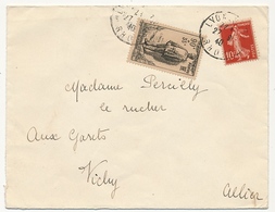 FRANCE - Enveloppe Affr 90c + 35C Monument National Victimes Civiles + 10c Semeuse - LYON 27-9-1940 - Cartas & Documentos
