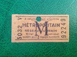 Tickets De Métro Poinçonné  Paris Années 30, Madeleine - Europa