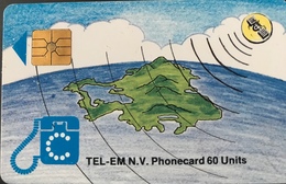 ANTILLES NEERLANDAISES - TEL-EM N.V. - Globe RR  -  First Issue  -  60 Units  -  Avec Logo Moreno Imprimé - Antilles (Neérlandaises)