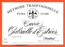 étiquette De Vin Montlouis Méthode Traduitionnelle Cuvée Gabrielle D'estrées à Montlouis -75 Cl - Vin De Pays D'Oc