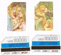 TELECOM ITALIA (PERIODO SIP) - C.& C. 2246.2247 - NATALE 1991: GIOTTO (SERIE DI 2 SCHEDE DIVERSE)     - USATE - Públicas Especiales O Conmemorativas