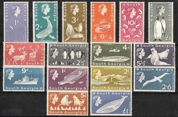 1963-69 South Georgia Definitives: Whales, Seals, Albatrosses, Penguins, Reindeer, Ship, View, Map Set (** / MNH / UMM) - Whales