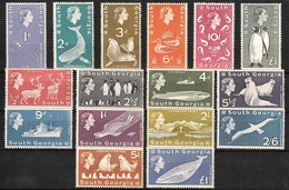 1963-69 South Georgia Definitives: Whales, Seals, Albatrosses, Penguins, Reindeer, Ship, View, Map Set (** / MNH / UMM) - Baleines