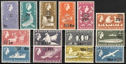 1971-72 South Georgia Decimal Ovpt: Whales, Seals, Albatrosses, Penguins, Reindeer, Ship, View, Map Set (** / MNH / UMM) - Géorgie Du Sud