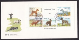 Ireland: FDC First Day Cover, 1983, Souvenir Sheet, 5 Stamps, Dog, Hunting, Animal (traces Of Use) - Lettres & Documents