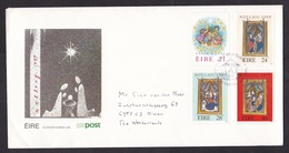 Ireland: FDC First Day Cover To Netherlands, 1989, 4 Stamps, Christmas, Birth Of Christ (traces Of Use) - Cartas & Documentos