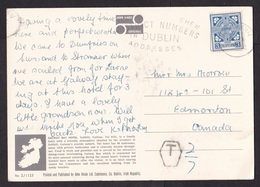 Ireland: PPC Picture Postcard To Canada, 1970s, 1 Stamp, Postage Due Cancel, Taxed, Card: Galway Hotel (traces Of Use) - Briefe U. Dokumente