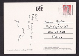 Ireland: PPC Picture Postcard To Italy, 1980s, 1 Stamp, Heritage, History, Card: Bantry Bay, Swan (traces Of Use) - Briefe U. Dokumente