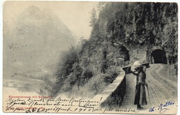 LINTHAL Klausenstrasse Mit Selbsanft Frau Mit Rückentrage Gel. 1903 V. Luzern N. Düsseldorf - Linthal