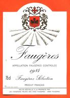 étiquette De Vin De Faugères 1984 Vignerons à Faugères - 75 Cl - Vin De Pays D'Oc