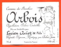 étiquette + Collerette De Vin Arbois 2000 Caveau De Bacchus Lucien Aviet à Montigny Par Arbois - 75 Cl - Vin De Pays D'Oc