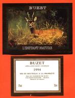 étiquette + Etiquette De Dos De Vin De Buzet 1994 L'instant Nature à Buzet Sur Baise - 75 Cl - Chevreuil - Chasse