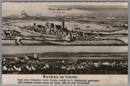 Bad Buchau - S/w Nach Merian 1643 Und Ortsansicht - Bad Buchau