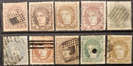 SPAIN 1870 - MLH/canceled - Sc# 159-169, 172 - Used Stamps