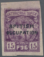 Batum: 1920 15 Rubles Violet Group Of Trees, Unused, With Two-line Overprint "British Occupation" Wi - Batum (1919-1920)