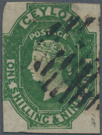 Ceylon / Sri Lanka: 1857, QV 1s9d. Green Imperforate With Good Margins At Right And Bottom (slightly - Sri Lanka (Ceylan) (1948-...)