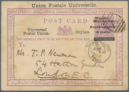 Ceylon / Sri Lanka: 1879, 8 C On 2 C Violet QV Postal Stationery Card, With Ovp "Union Postale Unive - Sri Lanka (Ceilán) (1948-...)