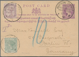 Ceylon / Sri Lanka: 1885 Postal Stationery Card 3c. Violet Used From The German Sea Post Office In C - Sri Lanka (Ceylan) (1948-...)