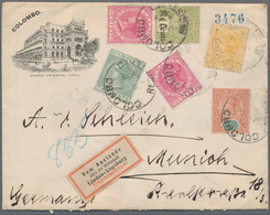 Ceylon / Sri Lanka: 1899 Illustrated 'Grand Orient Hotel, Colombo' Envelope Used Registered To Munic - Sri Lanka (Ceilán) (1948-...)