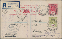 Ceylon / Sri Lanka: 1913, Stationery Card KEVII 6c. Red Uprated By 10c. Sage-green/maroon, Registere - Sri Lanka (Ceilán) (1948-...)