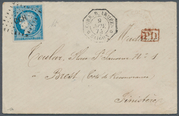 Französisch-Indochina: 1874 Military Cover From Saigon To Brest, France Via Marseille, Franked By Fr - Storia Postale