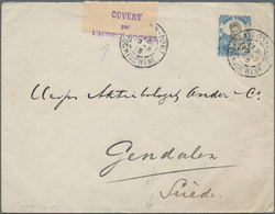 Französisch-Indochina: 1915, "OUVERT / Par / L'AUTORITE MILITAIRE", Three-line Violet Hs. Ties Blanc - Lettres & Documents