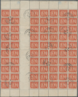 Französisch-Indochina: 1950, Definitives 6c. Red, Gutter Block Of 70 Originating From A Registered L - Cartas & Documentos