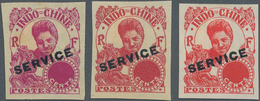 Französisch-Indochina - Dienstmarken: 1934, Definitives "Cambodian Woman", Three Imperforate Proofs - Andere & Zonder Classificatie