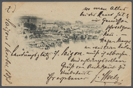 Französisch-Indochina - Ganzsachen: 1892, 10 C. Stationery Picture Card (waterside Scene) Used From - Other & Unclassified