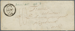 Holyland: 1855, "JAFFA SYRIE 18/SEPT/55" Black Cds. Of French Levant Post Office On Small Envelope W - Palestine