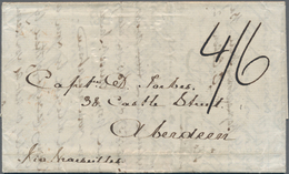 Hongkong: 1850, Entire Folded Letter To Aberdeen/Scotland Endorsed "Via Marseilles" And Rated "4/6" - Other & Unclassified